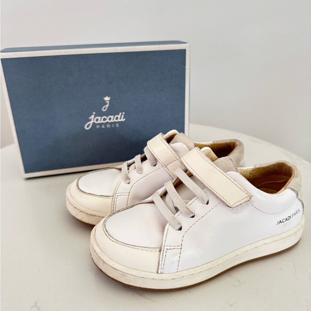 Jacadi Boys White Sneakers Minimalist Design Leather Upper
